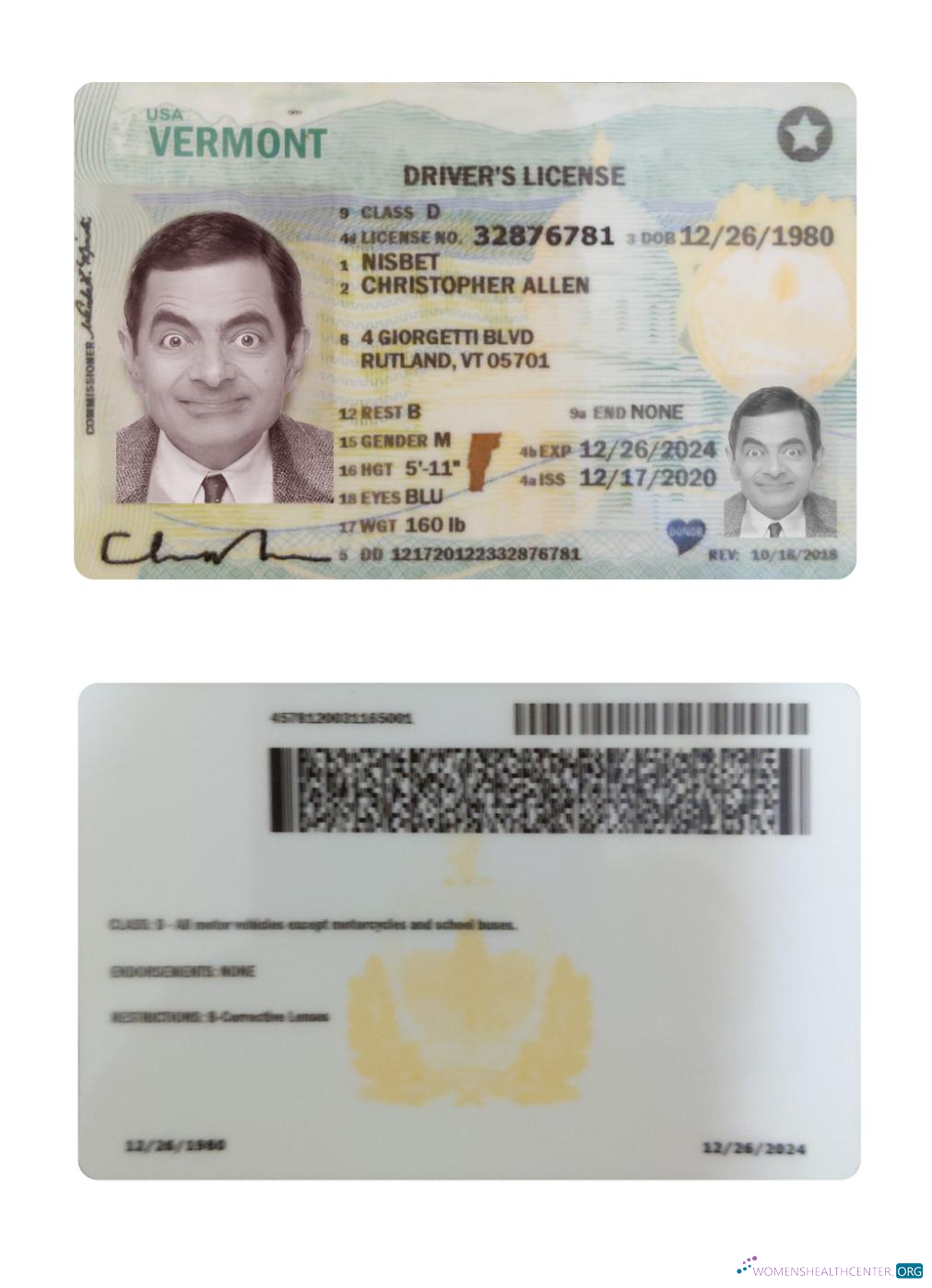 download USA Vermont driving license 2020 present